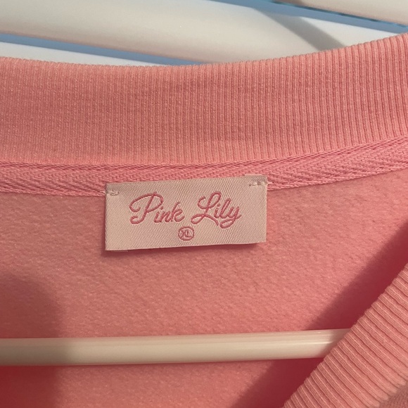 Pink Lily Smiley Face Pullover Sweatshirt - Picture 3 of 3